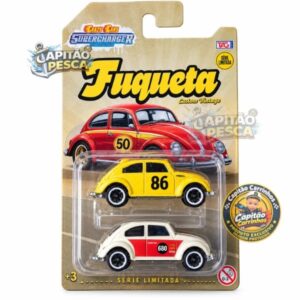 Dupla - Fusca Amarelo + Fusca Branco - 2 Unidades – Escala 1:64