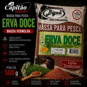 Massa para Pesca - Sabor Erva Doce - Massa Vermelha - Biguá Tradicional - 500 gramas
