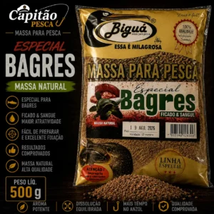 Massa para Pesca - Sabor Especial Bagres Fígado e Sangue - Massa Natural - Biguá Especial - 500 gramas