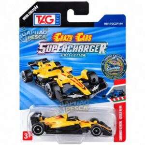 Fórmula 1 Amarelo - Miniatura Escala 1:64 - Crazy Cars - Supercharger Collection