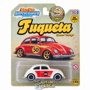 Fusca Branco e Vermelho 680 - Miniatura Escala 1:64 - Crazy Cars Fuqueta Komboza