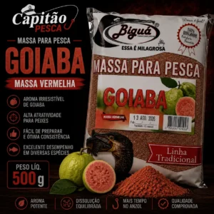 Massa para Pesca - Sabor Goiaba - Massa Vermelha - Biguá Tradicional - 500 gramas