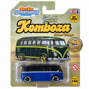 Kombi Furgão Preta e Azul- Miniatura Escala 1:64 - Crazy Cars Fuqueta Komboza