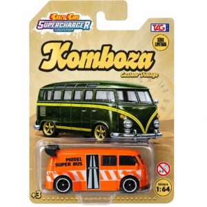Kombi Furgão Model Super Bus Laranja - Miniatura Escala 1:64 - Crazy Cars Fuqueta Komboza