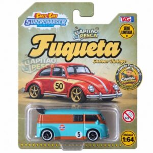 Kombi Furgão Gulf Azul e Laranja - Miniatura Escala 1:64 - Crazy Cars Fuqueta Komboza
