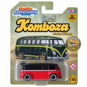 Kombi Furgão Preta e Vermelha - Miniatura Escala 1:64 - Crazy Cars Fuqueta Komboza