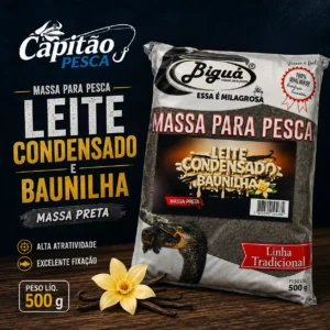 Massa para Pesca - Leite Condensado e Baunilha - Massa Preta - Biguá Tradicional - 500 gramas