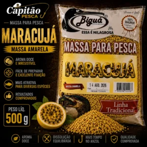 Massa para Pesca - Sabor Maracujá - Massa Amarela - Biguá Tradicional - 500 gramas