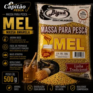 Massa para Pesca - Sabor Mel - Massa Amarela - Biguá Tradicional - 500 gramas