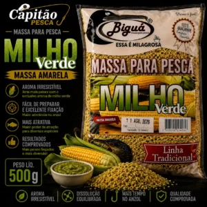 Massa para Pesca - Sabor Milho Verde - Massa Amarela - Biguá Tradicional - 500 gramas