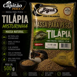 Massa para Pesca - Sabor Misturinha Tilápia - Massa Natural - Biguá Especial - 500 gramas