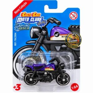 Moto Tipo Honda Cafe Racer Roxa - Miniatura Escala 1:64 - Crazy Cars Moto Clube Collection - REF1