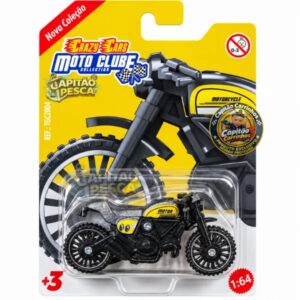 Moto Tipo Ducati Scrambler Amarela - Miniatura Escala 1:64 - Crazy Cars Moto Clube Collection - REF8