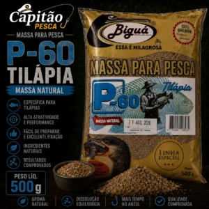 Massa para Pesca - Sabor P-60 Tilápia - Massa Natural - Biguá Especial - 500 gramas