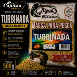 Massa para Pesca - Sabor Turbinada - Massa Amarela - Biguá Tradicional - 500 gramas
