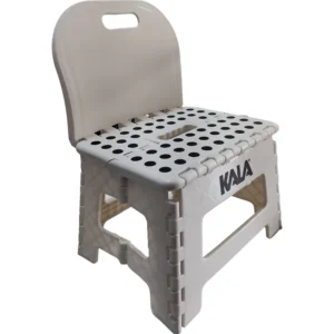 Banqueta Plástica Dobrável Branca Com Encosto Kala – 22 cm – Até 150 kg