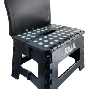 Banqueta Plástica Dobrável Preta Com Encosto Kala – 22 cm – Até 150 kg