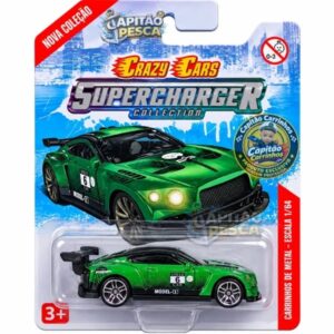 Carro Esportivo Verde Estilo Bentley Continental GT Nº 6 Model-03 – Miniatura Escala 1:64 – Crazy Cars Supercharger Collection