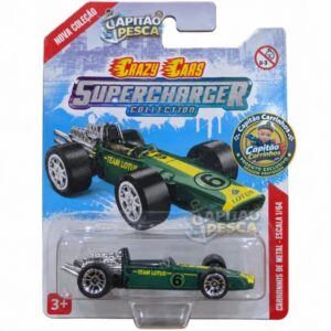 Carro Fórmula 1 Verde Estilo Lotus 49 Team Lotus Nº 6 – Miniatura Escala 1:64 – Crazy Cars Supercharger Collection