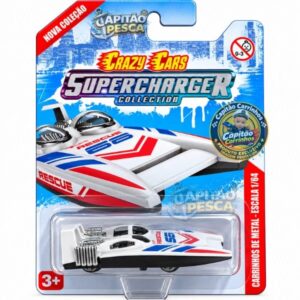 Lancha de Corrida Branca Nº 99 Rescue – Miniatura Escala 1:64 – Crazy Cars Supercharger Collection
